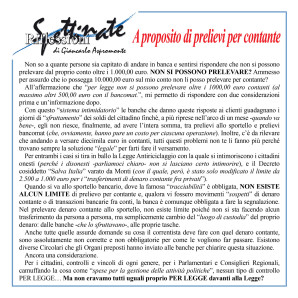 A proposito di prelievi per contante…